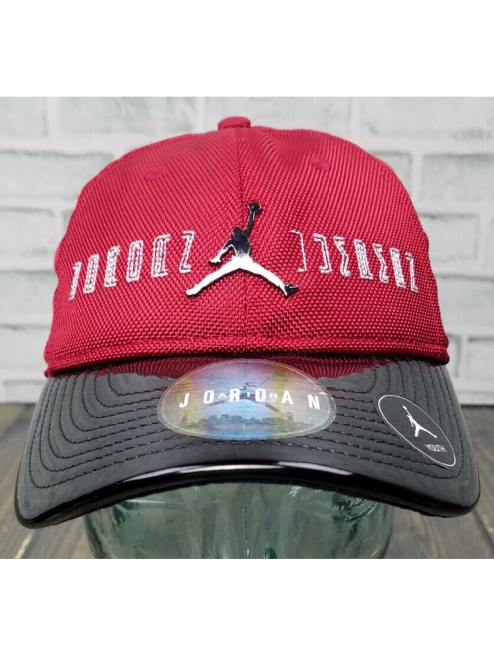 Nike Air Jordan YOUTH Silver Jumpman Logo RED Snapback Hat Cap NWT